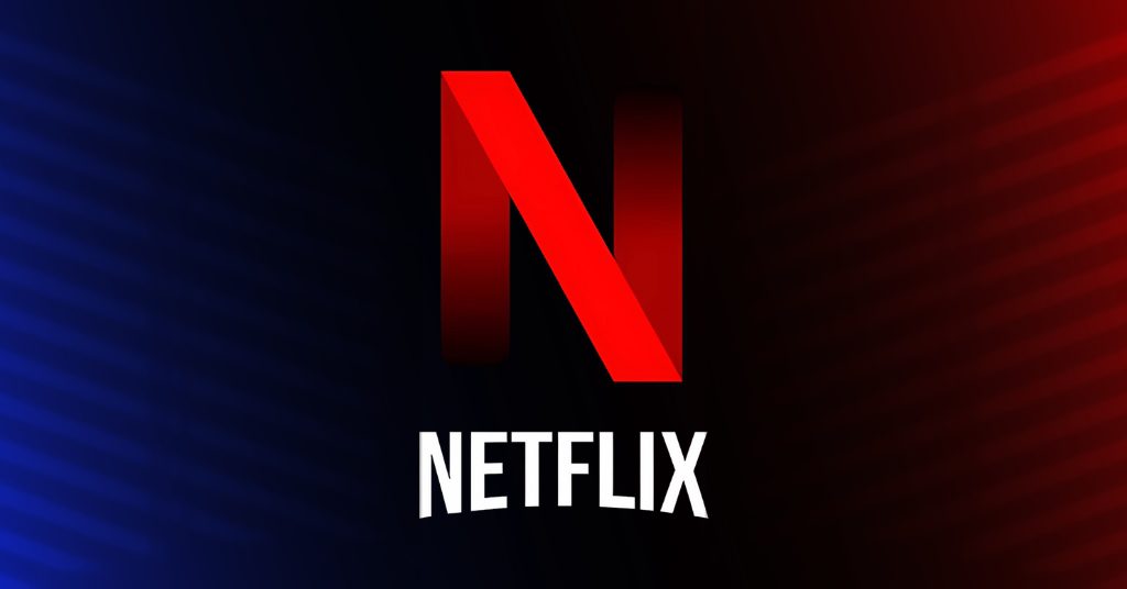 Netflix logo with a red 'N' on a gradient dark background.