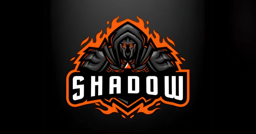 Stylized "SHADOW" text with a fiery orange and black esports logo above it.